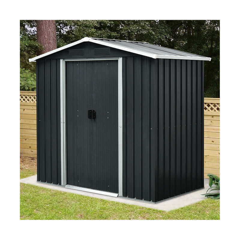 Mail Package Outdoor Metal Storage Shed 4x6ft 4x8Ft  0.6mm Thickness Galvanized Frame